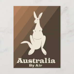 Australia By Air Kangaroo travel poster. Postcard