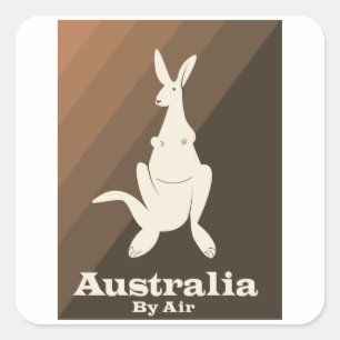 Australia By Air Kangaroo travel poster. Square Sticker
