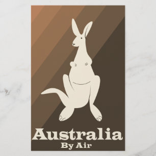 Australia By Air Kangaroo travel poster. Stationery