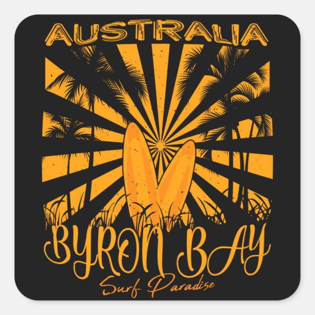 Australia Byron Bay Surf Paradise Square Sticker (Front)