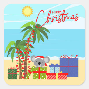 Australia Christmas Square Sticker