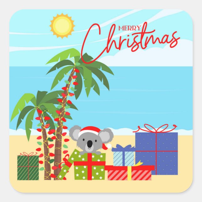 Australia Christmas Square Sticker (Front)