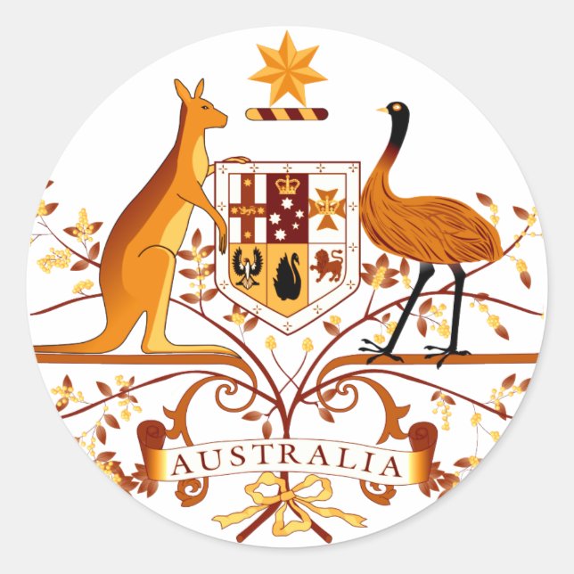 Australia COA Brown Classic Round Sticker (Front)