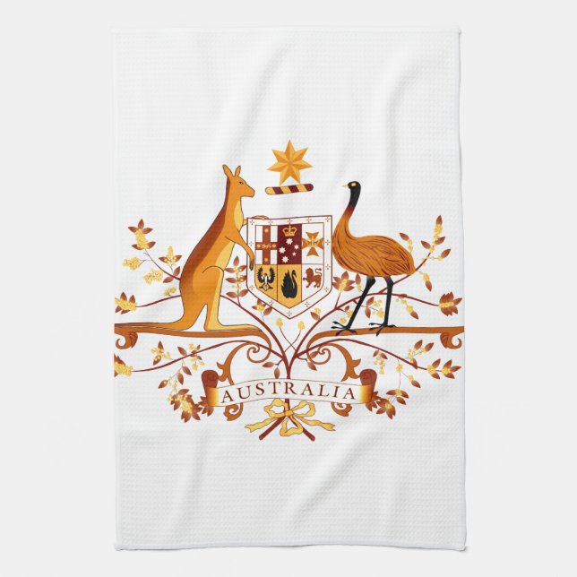 Australia COA Brown Tea Towel (Vertical)