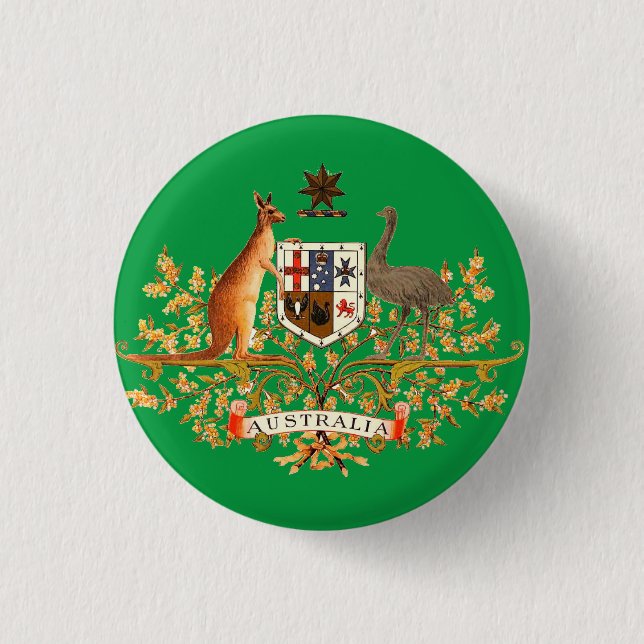 australia coat of arms 3 cm round badge (Front)