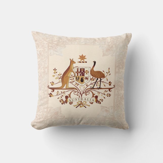 Australia Coat of Arms Brown  Tint  Cushion (Front)