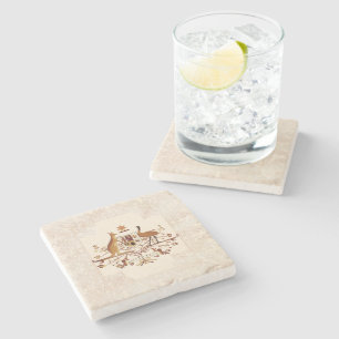Australia Coat of Arms Brown Tint Stone Coaster