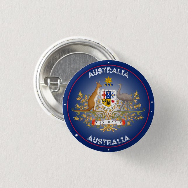 Australia Coat of Arms Circle Shape 3 Cm Round Badge (Front & Back)