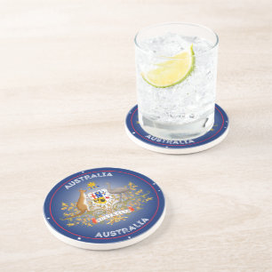 Australia Coat of Arms Circle Shape Coaster