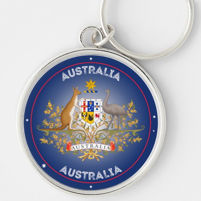 Australia Coat of Arms Circle Shape Key Ring (Front)
