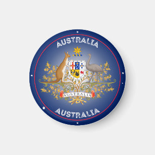 Australia Coat of Arms Circle Shape Magnet