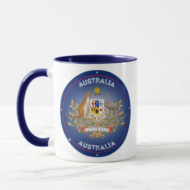 Australia Coat of Arms Circle Shape Mug (Left)