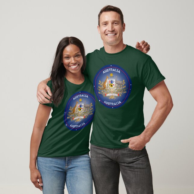 Australia Coat of Arms Circle Shape T-Shirt (Unisex)