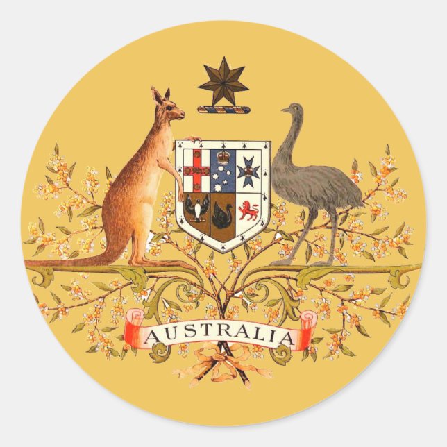 australia coat of arms classic round sticker (Front)
