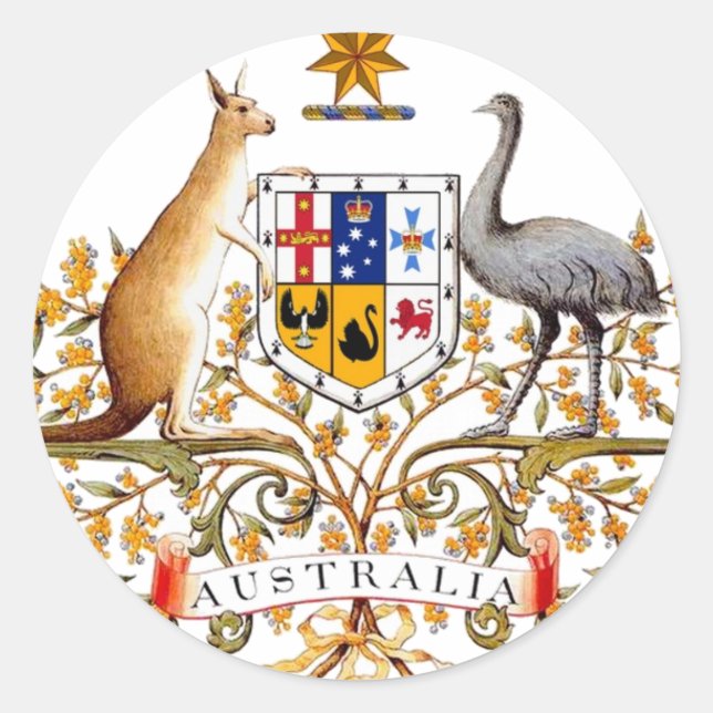 Australia coat of arms classic round sticker (Front)