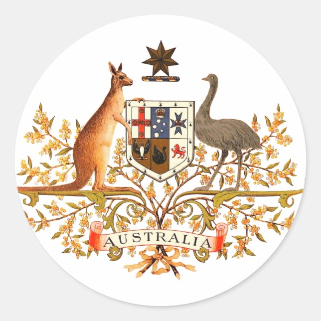australia coat of arms classic round sticker (Front)