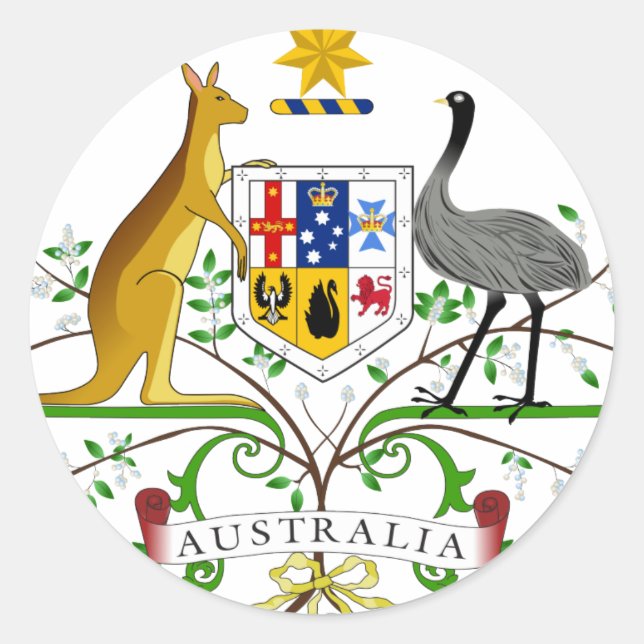 Australia Coat Of Arms Classic Round Sticker (Front)