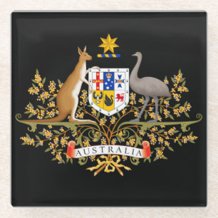 australia coat of arms glass coaster