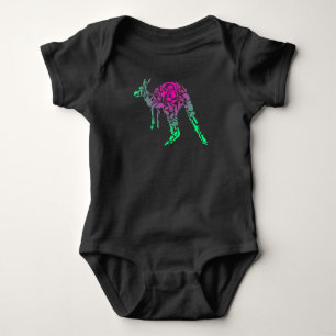 Australia Colourful Painting Kangaroo Baby Bodysuit