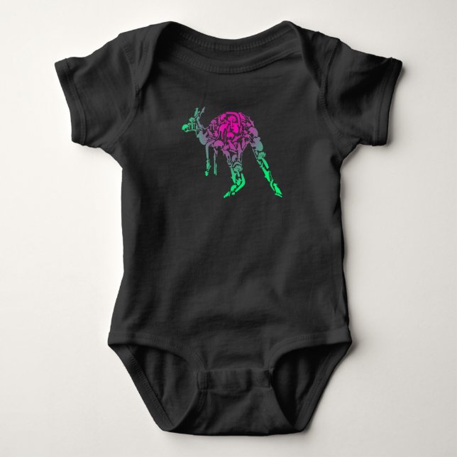 Australia | Colourful Painting Kangaroo Baby Bodysuit (Front)