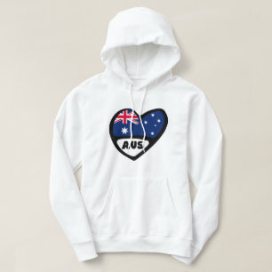 Australia Country Code Flag Heart AUS Hoodie
