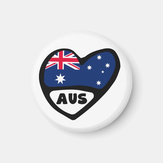 Australia Country Code Flag Heart AUS Magnet (Front)