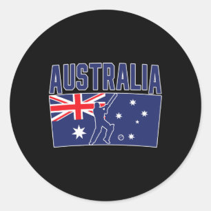 Australia Cricket (flag And Tsman)  Classic Round Sticker