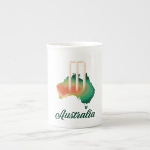 Australia Cricket map. Bone China Mug