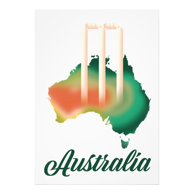 Australia Cricket map. Photo Print (Front)