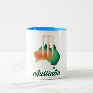 Australia Cricket map. Two-Tone Coffee Mug