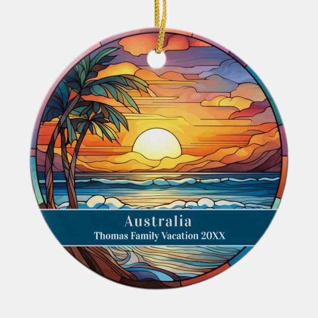 Australia Custom Beach Vacation Ceramic Ornament (Front)