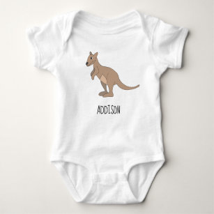 Australia Cute Kangaroo Doodle and Name Baby Bodysuit