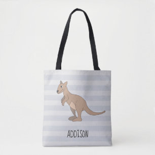 Australia Cute Kangaroo Doodle & Name Kids Diaper Tote Bag