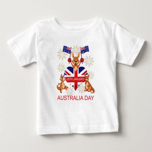 AUSTRALIA DAY 26TH JANUARY, KANGAROOS, BABY T-Shirt (Front)