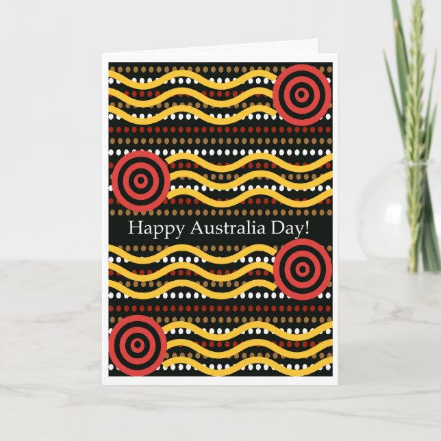 Australia Day Greeting Card, Aboriginal Dot Design Card (Front)