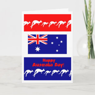 Australia Day Greeting Card, Flag and Kangaroos Card