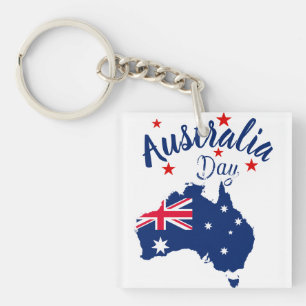 Australia Day Red Blue and White Key Ring