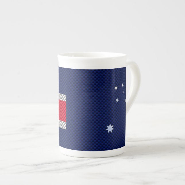 Australia Design in Carbon Fibre Chrome Style Bone China Mug (Front Right)