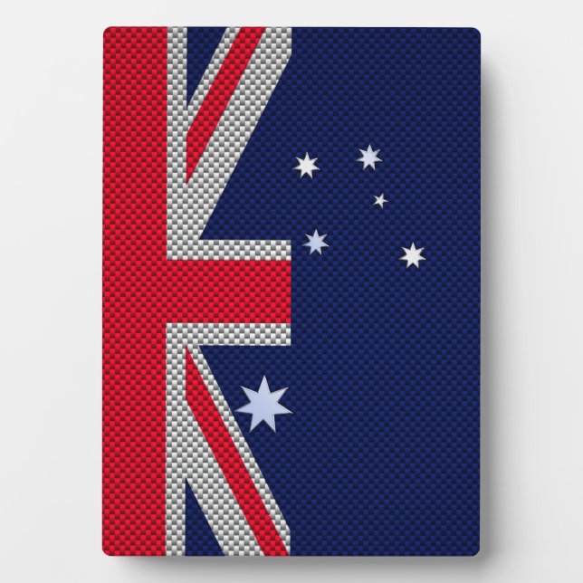 Australia Design in Carbon Fibre Chrome Style Plaque (Front)