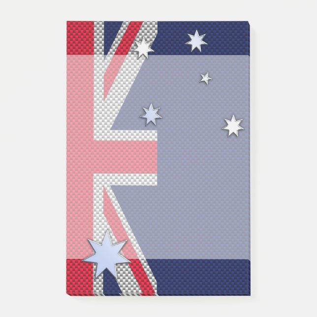 Australia Design in Carbon Fibre Chrome Style Post-it Notes (Front)