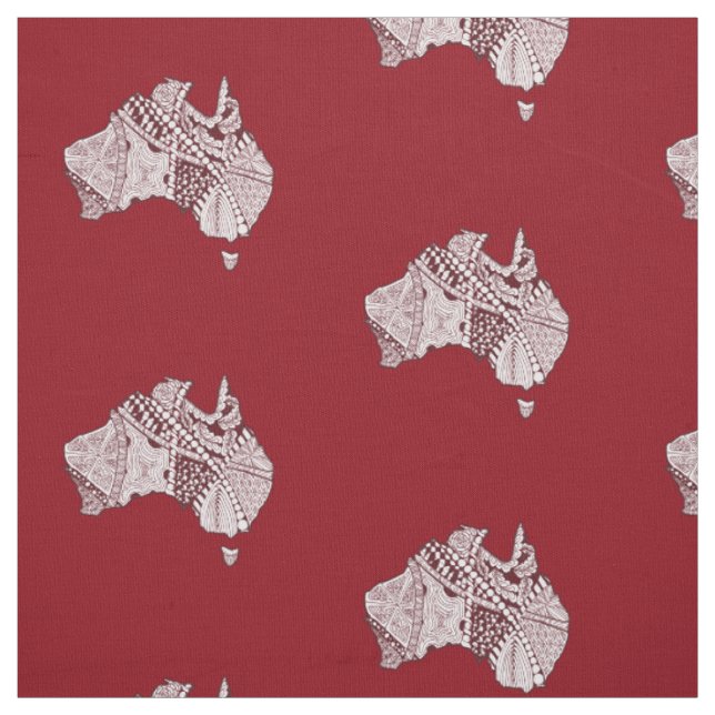Australia Doodle Map Art Souvenir Fabric (Swatch)