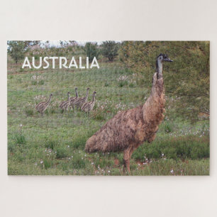 Australia: Father emu and chicks, Outback Jigsaw Puzzle