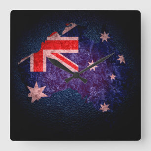 Australia Flag and Map #2 Square Wall Clock