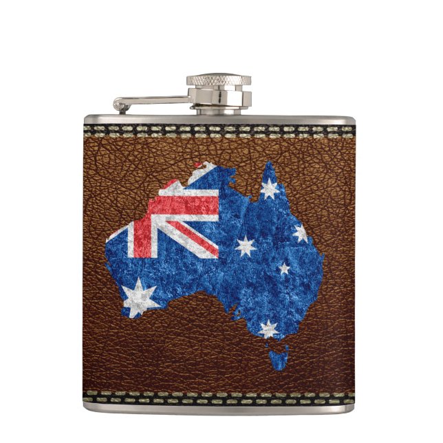 Australia Flag and Map Hip Flask (Front)