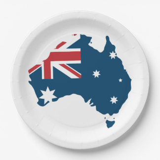 Australia Flag and Map Paper Plate