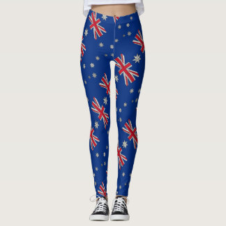 Australia Flag Art Decorative Doodle Leggings