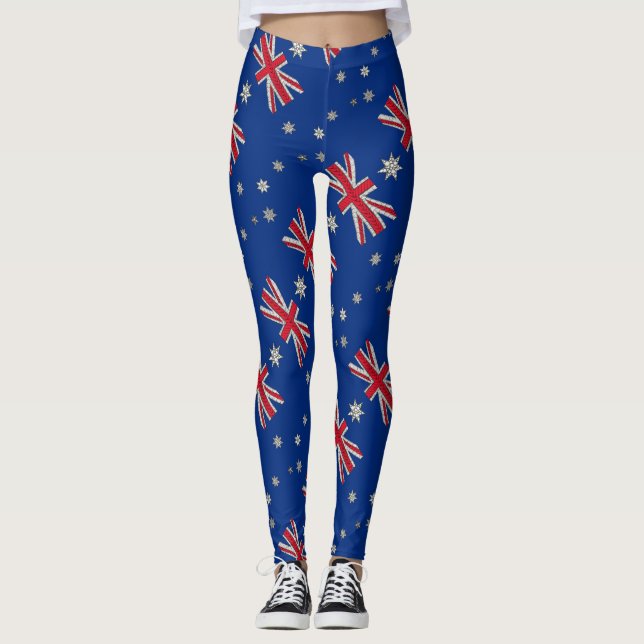 Australia Flag Art Decorative Doodle Leggings (Front)