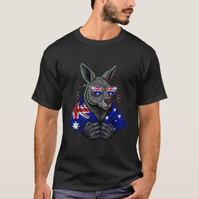 Australia Flag Australian Kangaroo T-Shirt (Front)