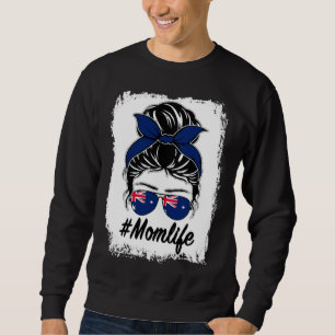 Australia Flag Australian Mom Messy Bun Mom Life Sweatshirt