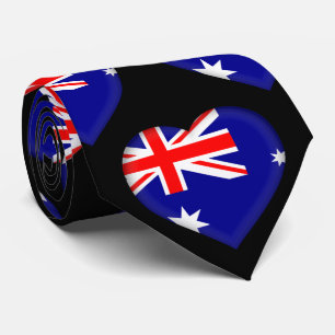 Australia Flag Colours Heart Pattern Neck Tie